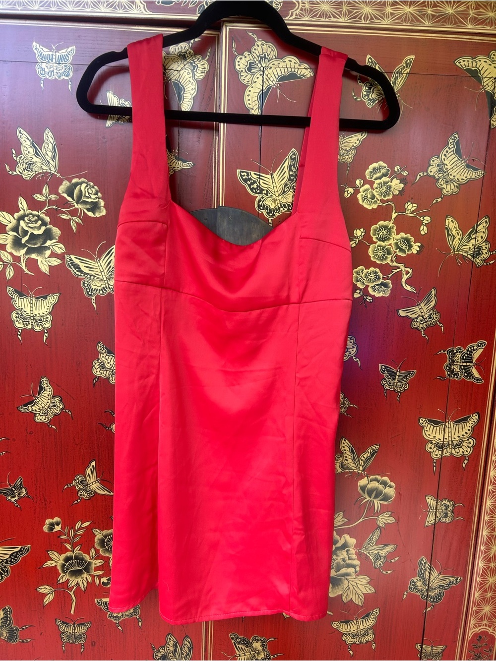 Women’s Red Square-Neck Mini Dress